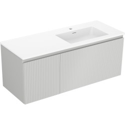 MEXEN/S - Rivel kúpeľňová skrinka 120 cm s umývadlom Otis pravá, 1S, 1D, reliéf, šedá mat/biela mat (91A23-12047-3-BBFF62-W18P01)