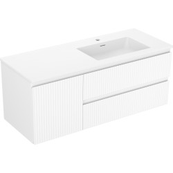 MEXEN/S - Rivel kúpeľňová skrinka 120 cm s umývadlom Otis pravá, 2S, 1D, reliéf, biela mat (91A23-12047-3-BBFFF01-W18P01)