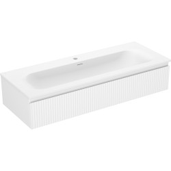 MEXEN/S - Rivel kúpeľňová skrinka 120 cm s umývadlom Vela, 1 šuplík, reliéf, biela mat (91A20-12023-1-BF01-W23M01)