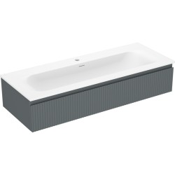 MEXEN/S - Rivel kúpeľňová skrinka 120 cm s umývadlom Vela, 1 šuplík, reliéf, grafit mat/biela mat - 91A20-12023-1-BF66-W23M0 (91A20-12023-1-BF66-W23M01)