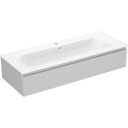 MEXEN/S - Rivel kúpeľňová skrinka 120 cm s umývadlom Vela, 1 šuplík, reliéf, šedá mat/biela mat (91A20-12023-1-BF62-W23M01)