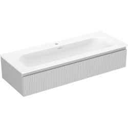 MEXEN/S - Rivel kúpeľňová skrinka 120 cm s umývadlom Vela, 1 šuplík, reliéf, šedá mat/biela mat (91A20-12023-1-BF62-W23M01)