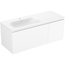 MEXEN/S - Rivel kúpeľňová skrinka 120 cm s umývadlom Vela ľavá, 1S, 1D, reliéf, biela mat (91A23-12047-3-BBFF01-W23L01)