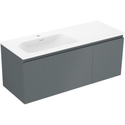 MEXEN/S - Rivel kúpeľňová skrinka 120 cm s umývadlom Vela ľavá, 1S, 1D, reliéf, grafit mat/biela mat (91A23-12047-3-BBFF66-W23L01)