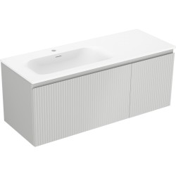 MEXEN/S - Rivel kúpeľňová skrinka 120 cm s umývadlom Vela ľavá, 1S, 1D, reliéf, šedá mat/biela mat (91A23-12047-3-BBFF62-W23L01)