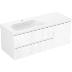 MEXEN/S - Rivel kúpeľňová skrinka 120 cm s umývadlom Vela ľavá, 2S, 1D, reliéf, biela mat (91A23-12047-3-BBFFF01-W23L01)