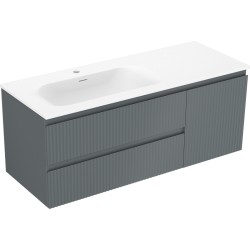 MEXEN/S - Rivel kúpeľňová skrinka 120 cm s umývadlom Vela ľavá, 2S, 1D, reliéf, grafit/biela mat (91A23-12047-3-BBFFF66-W23L01)