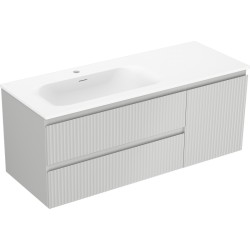 MEXEN/S - Rivel kúpeľňová skrinka 120 cm s umývadlom Vela ľavá, 2S, 1D, reliéf, šedá mat/biela mat (91A23-12047-3-BBFFF62-W23L01)