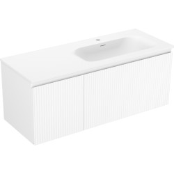 MEXEN/S - Rivel kúpeľňová skrinka 120 cm s umývadlom Vela pravá, 1S, 1D, reliéf, biela mat (91A23-12047-3-BBFF01-W23P01)