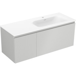 MEXEN/S - Rivel kúpeľňová skrinka 120 cm s umývadlom Vela pravá, 1S, 1D, reliéf, sivá mat/biela mat (91A23-12047-3-BBFF62-W23P01)