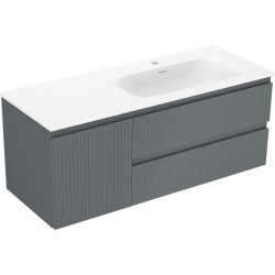 MEXEN/S - Rivel kúpeľňová skrinka 120 cm s umývadlom Vela pravá, 2S, 1D, reliéf, grafit/biela mat (91A23-12047-3-BBFFF66-W23P01)