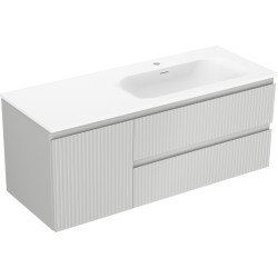 MEXEN/S - Rivel kúpeľňová skrinka 120 cm s umývadlom Vela pravá, 2S, 1D, reliéf, šedá/biela mat (91A23-12047-3-BBFFF62-W23P01)