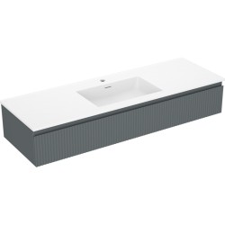 MEXEN/S - Rivel kúpeľňová skrinka 140 cm s umývadlom Otis, 1 šuplík, reliéf, grafit mat/biela mat - 91A20-14023-1-BF66-W18M0 (91A20-14023-1-BF66-W18M01)