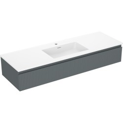 MEXEN/S - Rivel kúpeľňová skrinka 140 cm s umývadlom Otis, 1 šuplík, reliéf, grafit mat/biela mat - 91A20-14023-1-BF66-W18M0 (91A20-14023-1-BF66-W18M01)