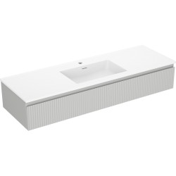 MEXEN/S - Rivel kúpeľňová skrinka 140 cm s umývadlom Otis, 1 šuplík, reliéf, šedá mat/biela mat (91A20-14023-1-BF62-W18M01)