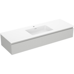 MEXEN/S - Rivel kúpeľňová skrinka 140 cm s umývadlom Otis, 1 šuplík, reliéf, šedá mat/biela mat (91A20-14023-1-BF62-W18M01)