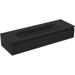 MEXEN/S - Rivel kúpeľňová skrinka 140 cm s umývadlom Vela, 1 šuplík, reliéf, čierna mat (91A20-14023-1-BF71-W23M71)