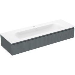 MEXEN/S - Rivel kúpeľňová skrinka 140 cm s umývadlom Vela, 1 šuplík, reliéf, grafit mat/biela mat - 91A20-14023-1-BF66-W23M0 (91A20-14023-1-BF66-W23M01)