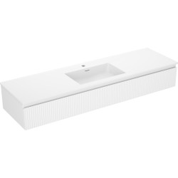 MEXEN/S - Rivel kúpeľňová skrinka 160 cm s umývadlom Otis, 1 šuplík, reliéf, biela mat (91A20-16023-1-BF01-W18M01)