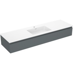 MEXEN/S - Rivel kúpeľňová skrinka 160 cm s umývadlom Otis, 1 šuplík, reliéf, grafit mat/biela mat - 91A20-16023-1-BF66-W18M0 (91A20-16023-1-BF66-W18M01)