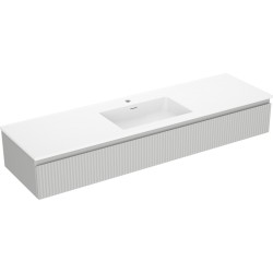 MEXEN/S - Rivel kúpeľňová skrinka 160 cm s umývadlom Otis, 1 šuplík, reliéf, šedá mat/biela mat (91A20-16023-1-BF62-W18M01)