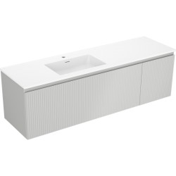 MEXEN/S - Rivel kúpeľňová skrinka 160 cm s umývadlom Otis ľavá, 1S, 1D, reliéf, šedá mat/biela mat (91A23-16047-3-BBFF62-W18L01)