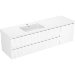 MEXEN/S - Rivel kúpeľňová skrinka 160 cm s umývadlom Otis ľavá, 2S, 1D, reliéf, biela mat (91A23-16047-3-BBFFF01-W18L01)