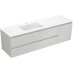 MEXEN/S - Rivel kúpeľňová skrinka 160 cm s umývadlom Otis ľavá, 2S, 1D, reliéf, šedá mat/biela mat (91A23-16047-3-BBFFF62-W18L01)