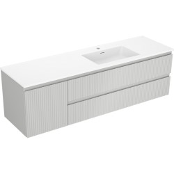 MEXEN/S - Rivel kúpeľňová skrinka 160 cm s umývadlom Otis pravá, 2S, 1D, reliéf, šedá/biela mat (91A23-16047-3-BBFFF62-W18P01)