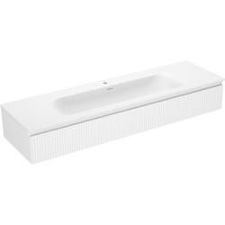 MEXEN/S - Rivel kúpeľňová skrinka 160 cm s umývadlom Vela, 1 šuplík, reliéf, biela mat (91A20-16023-1-BF01-W23M01)