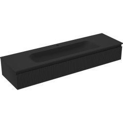 MEXEN/S - Rivel kúpeľňová skrinka 160 cm s umývadlom Vela, 1 šuplík, reliéf, čierna mat (91A20-16023-1-BF71-W23M71)