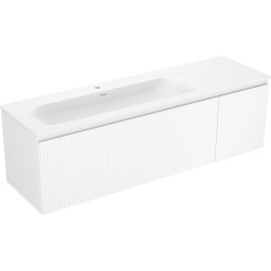 MEXEN/S - Rivel kúpeľňová skrinka 160 cm s umývadlom Vela ľavá, 1S, 1D, reliéf, biela mat (91A23-16047-3-BBFF01-W23L01)