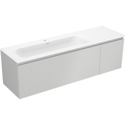 MEXEN/S - Rivel kúpeľňová skrinka 160 cm s umývadlom Vela ľavá, 1S, 1D, reliéf, šedá mat/biela mat (91A23-16047-3-BBFF62-W23L01)