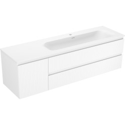 MEXEN/S - Rivel kúpeľňová skrinka 160 cm s umývadlom Vela pravá, 2S, 1D, reliéf, biela mat (91A23-16047-3-BBFFF01-W23P01)