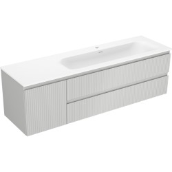 MEXEN/S - Rivel kúpeľňová skrinka 160 cm s umývadlom Vela pravá, 2S, 1D, reliéf, šedá/biela mat (91A23-16047-3-BBFFF62-W23P01)