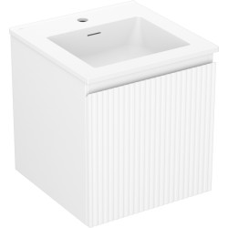 MEXEN/S - Rivel kúpeľňová skrinka 45 cm s umývadlom Otis, 1 šuplík, reliéf, biela mat (91A20-04547-1-BF01-W18M01)