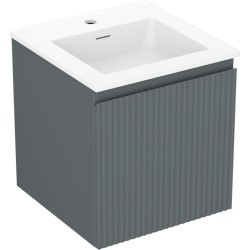 MEXEN/S - Rivel kúpeľňová skrinka 45 cm s umývadlom Otis, 1 šuplík, reliéf, grafit mat/biela mat (91A20-04547-1-BF66-W18M01)