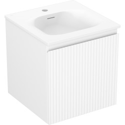 MEXEN/S - Rivel kúpeľňová skrinka 45 cm s umývadlom Vela, 1 šuplík, reliéf, biela mat (91A20-04547-1-BF01-W23M01)