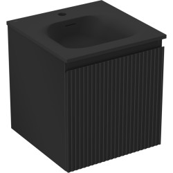 MEXEN/S - Rivel kúpeľňová skrinka 45 cm s umývadlom Vela, 1 šuplík, reliéf, čierna mat (91A20-04547-1-BF71-W23M71)