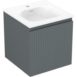 MEXEN/S - Rivel kúpeľňová skrinka 45 cm s umývadlom Vela, 1 šuplík, reliéf, grafit mat/biela mat (91A20-04547-1-BF66-W23M01)