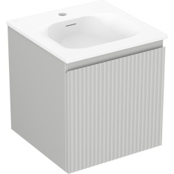 MEXEN/S - Rivel kúpeľňová skrinka 45 cm s umývadlom Vela, 1 šuplík, reliéf, šedá mat/biela mat (91A20-04547-1-BF62-W23M01)