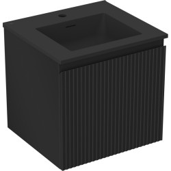 MEXEN/S - Rivel kúpeľňová skrinka 50 cm s umývadlom Otis, 1 šuplík, reliéf, čierna mat (91A20-05047-1-BF71-W18M71)