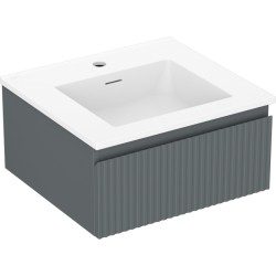 MEXEN/S - Rivel kúpeľňová skrinka 50 cm s umývadlom Otis, 1 šuplík, reliéf, grafit mat/biela mat (91A20-05023-1-BF66-W18M01)