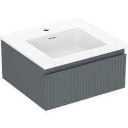 MEXEN/S - Rivel kúpeľňová skrinka 50 cm s umývadlom Otis, 1 šuplík, reliéf, grafit mat/biela mat (91A20-05023-1-BF66-W18M01)
