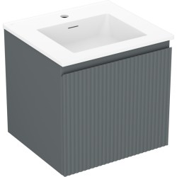 MEXEN/S - Rivel kúpeľňová skrinka 50 cm s umývadlom Otis, 1 šuplík, reliéf, grafit mat/biela mat (91A20-05047-1-BF66-W18M01)