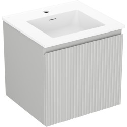 MEXEN/S - Rivel kúpeľňová skrinka 50 cm s umývadlom Otis, 1 šuplík, reliéf, šedá mat/biela mat (91A20-05047-1-BF62-W18M01)