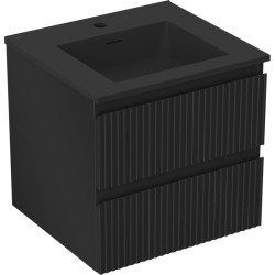 MEXEN/S - Rivel kúpeľňová skrinka 50 cm s umývadlom Otis, 2 zásuvky, reliéf, čierna mat (91A20-05047-2-BFF71-W18M71)