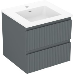 MEXEN/S - Rivel kúpeľňová skrinka 50 cm s umývadlom Otis, 2 zásuvky, reliéf, grafit mat/biela mat (91A20-05047-2-BFF66-W18M01)