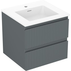 MEXEN/S - Rivel kúpeľňová skrinka 50 cm s umývadlom Otis, 2 zásuvky, reliéf, grafit mat/biela mat (91A20-05047-2-BFF66-W18M01)