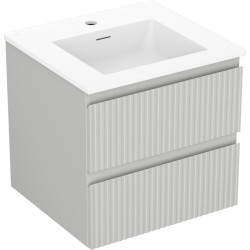 MEXEN/S - Rivel kúpeľňová skrinka 50 cm s umývadlom Otis, 2 zásuvky, reliéf, šedá mat/biela mat (91A20-05047-2-BFF62-W18M01)